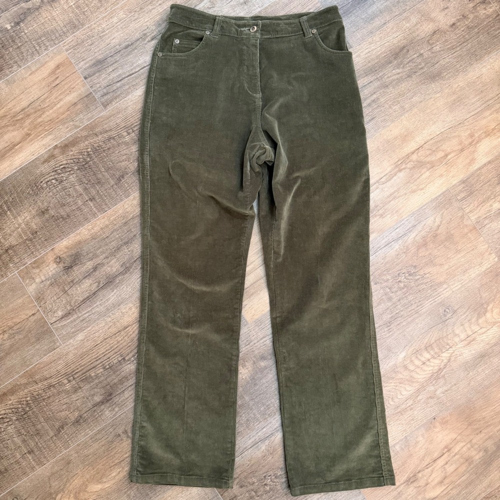 Woolrich Womens 8 Olive Corduroy Dress Pants Straight Leg Stretch Retro Boho